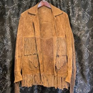 Awesome vintage 70s heavy leather fringe jacket